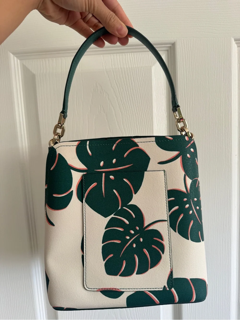kate spade Cream Crossbody with Dark Green Tropical Leaf Print